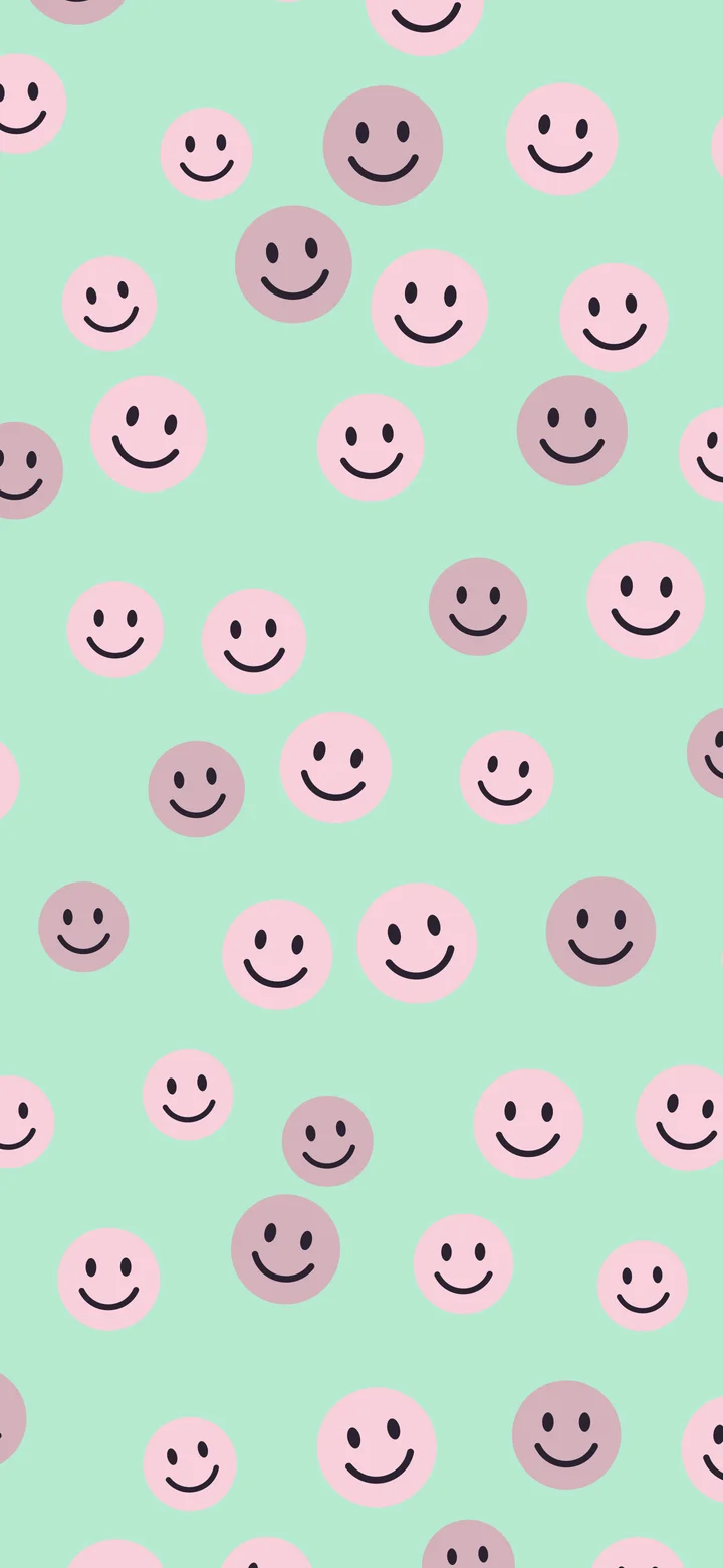 Mint and Pastel Pink Smiley Face Pattern wallpaper for iPhone and Android