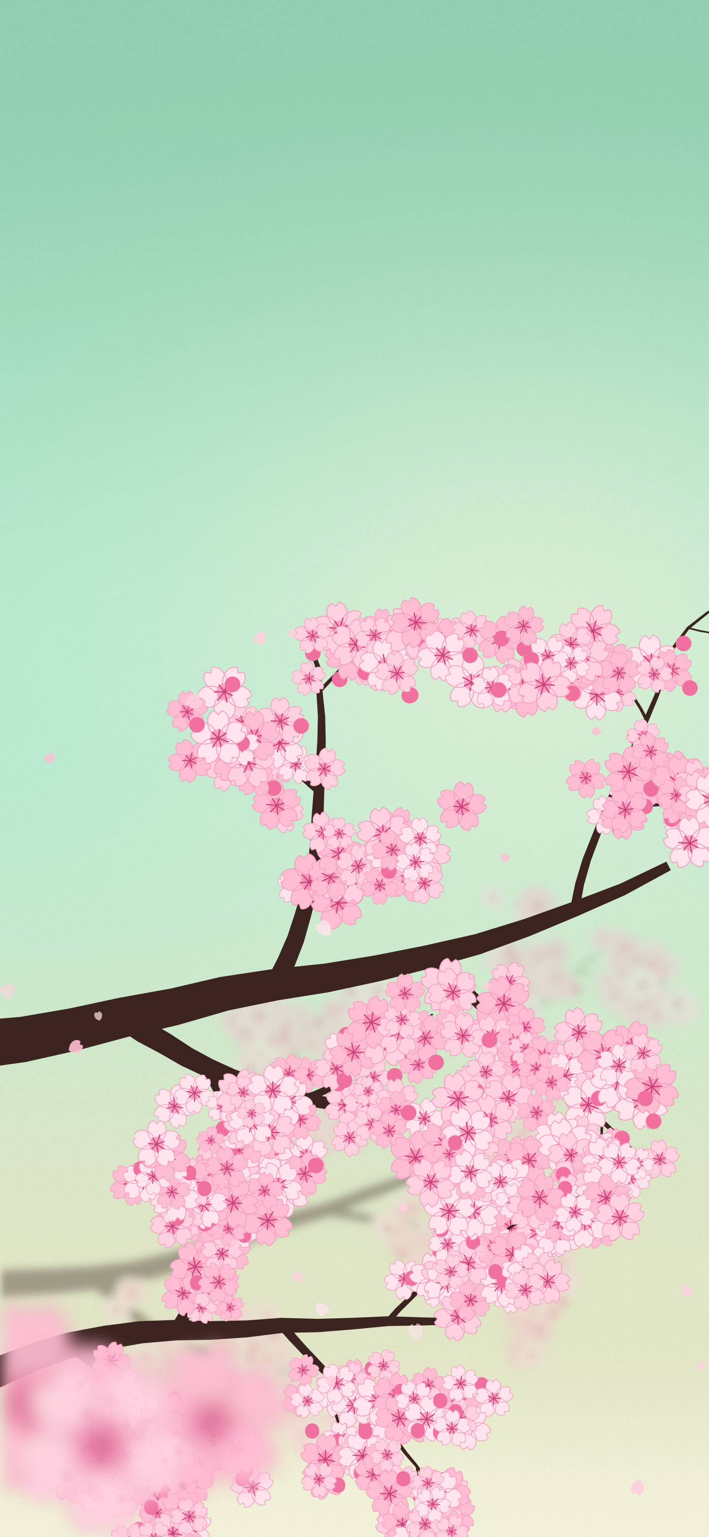 Mint Cherry Blossom Branch wallpaper for iPhone and Android