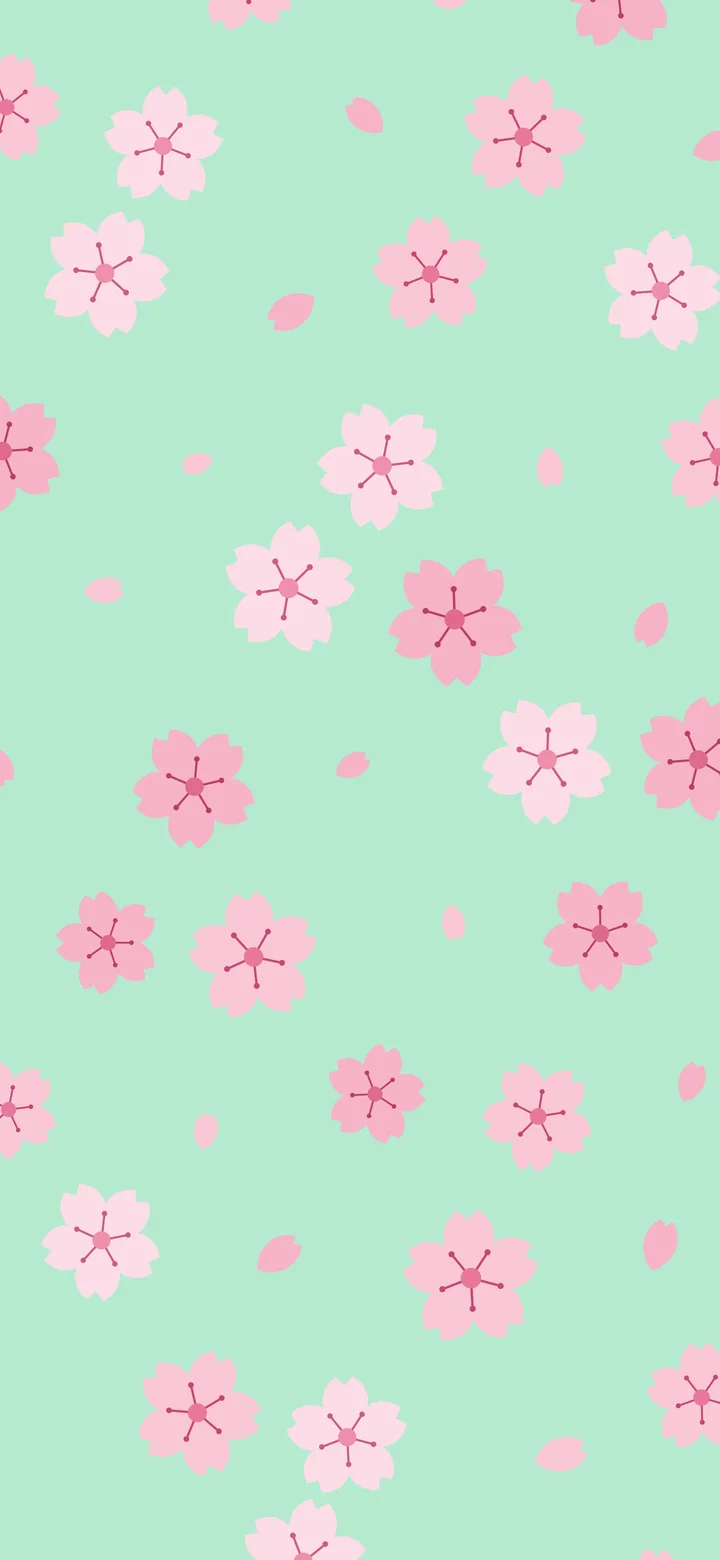 Mint Cherry Blossom Pattern wallpaper for iPhone and Android