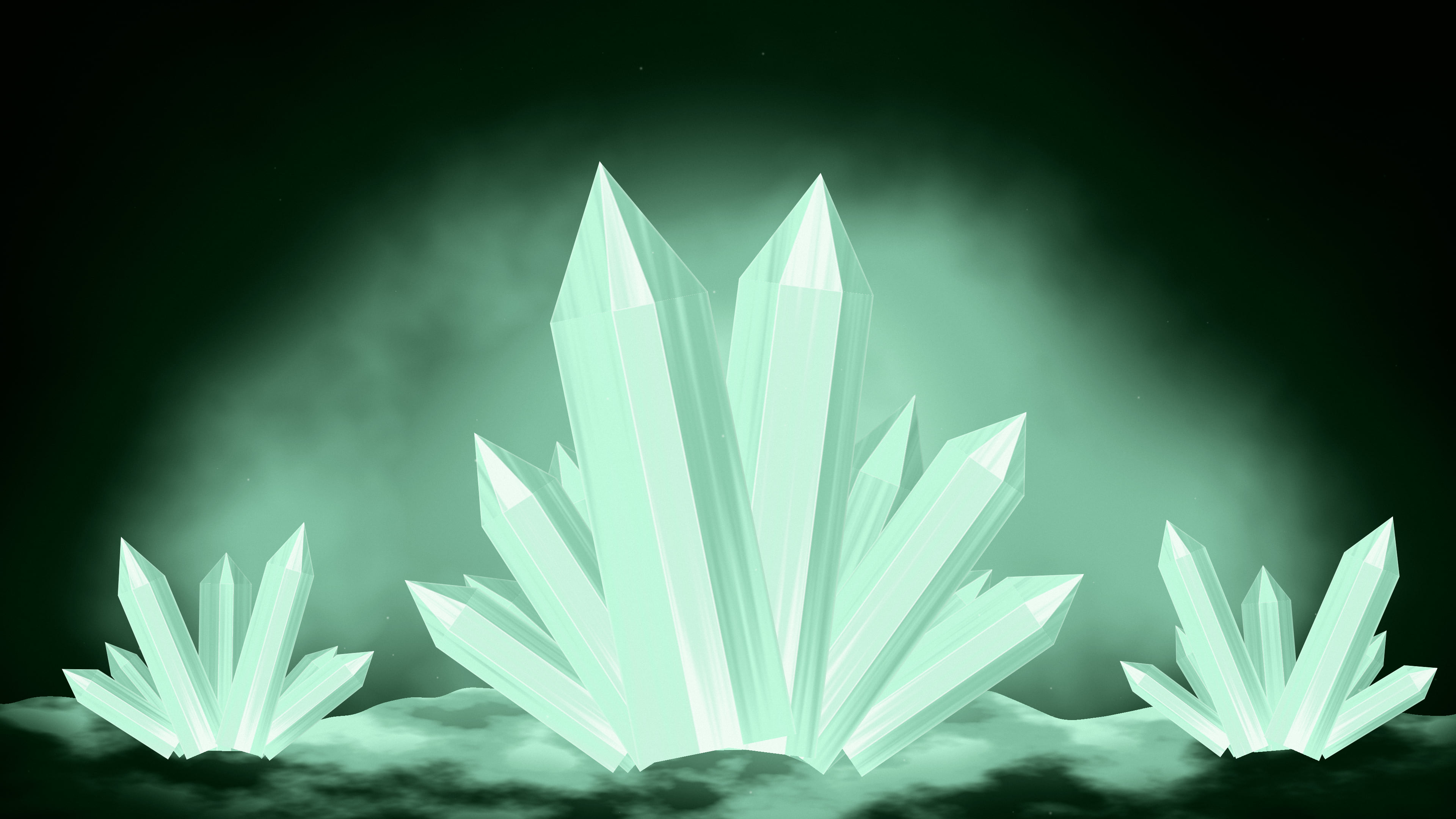 Mint Crystal Cluster desktop wallpaper in 4K