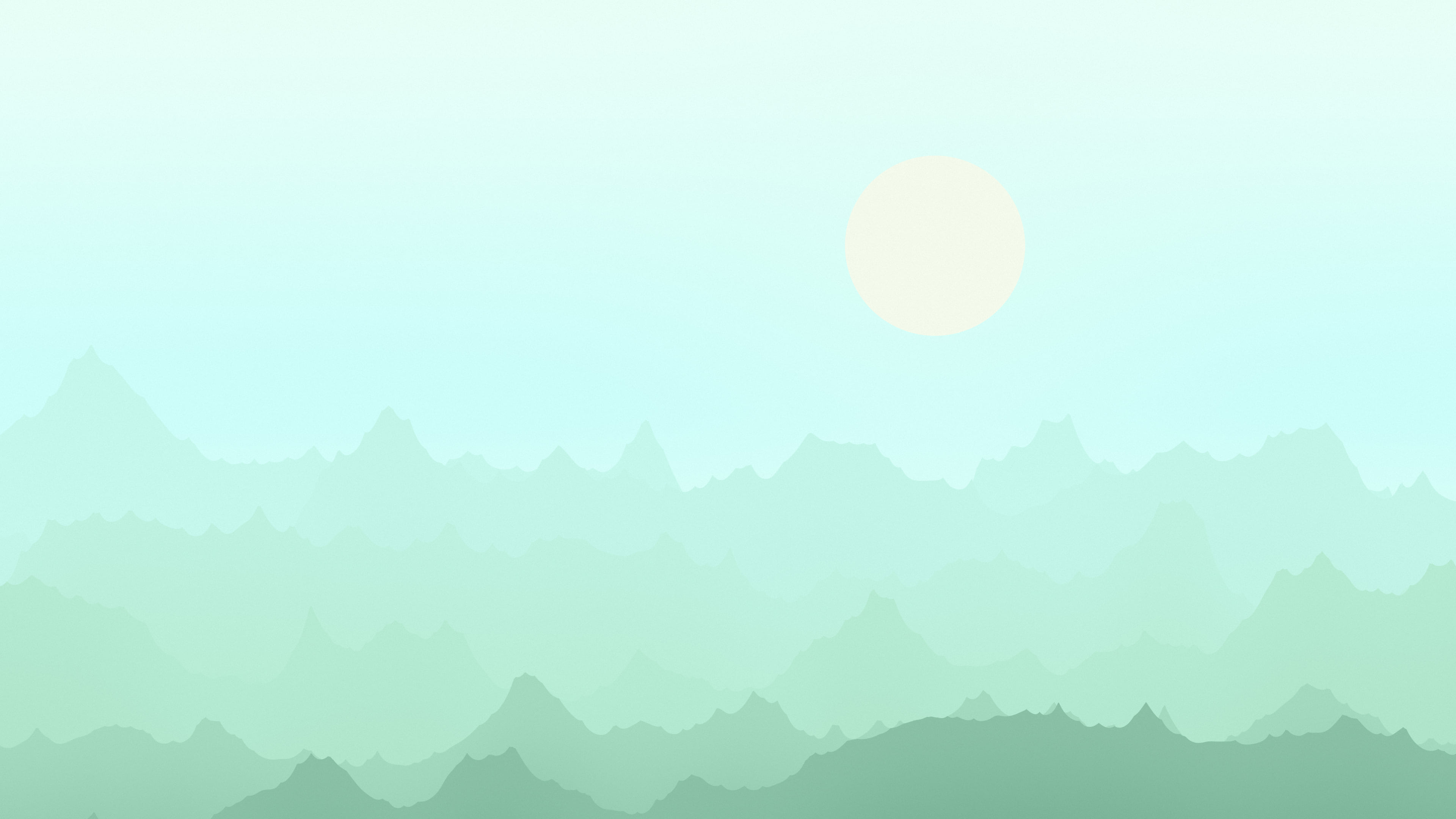Mint Minimalist Mountain Landscape desktop wallpaper in 4K