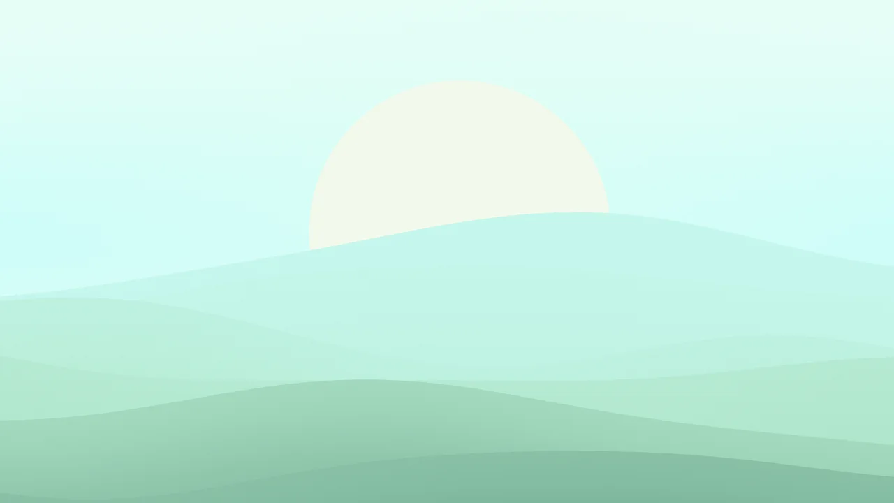 Mint Minimalist Sunset Hills desktop wallpaper in 4K
