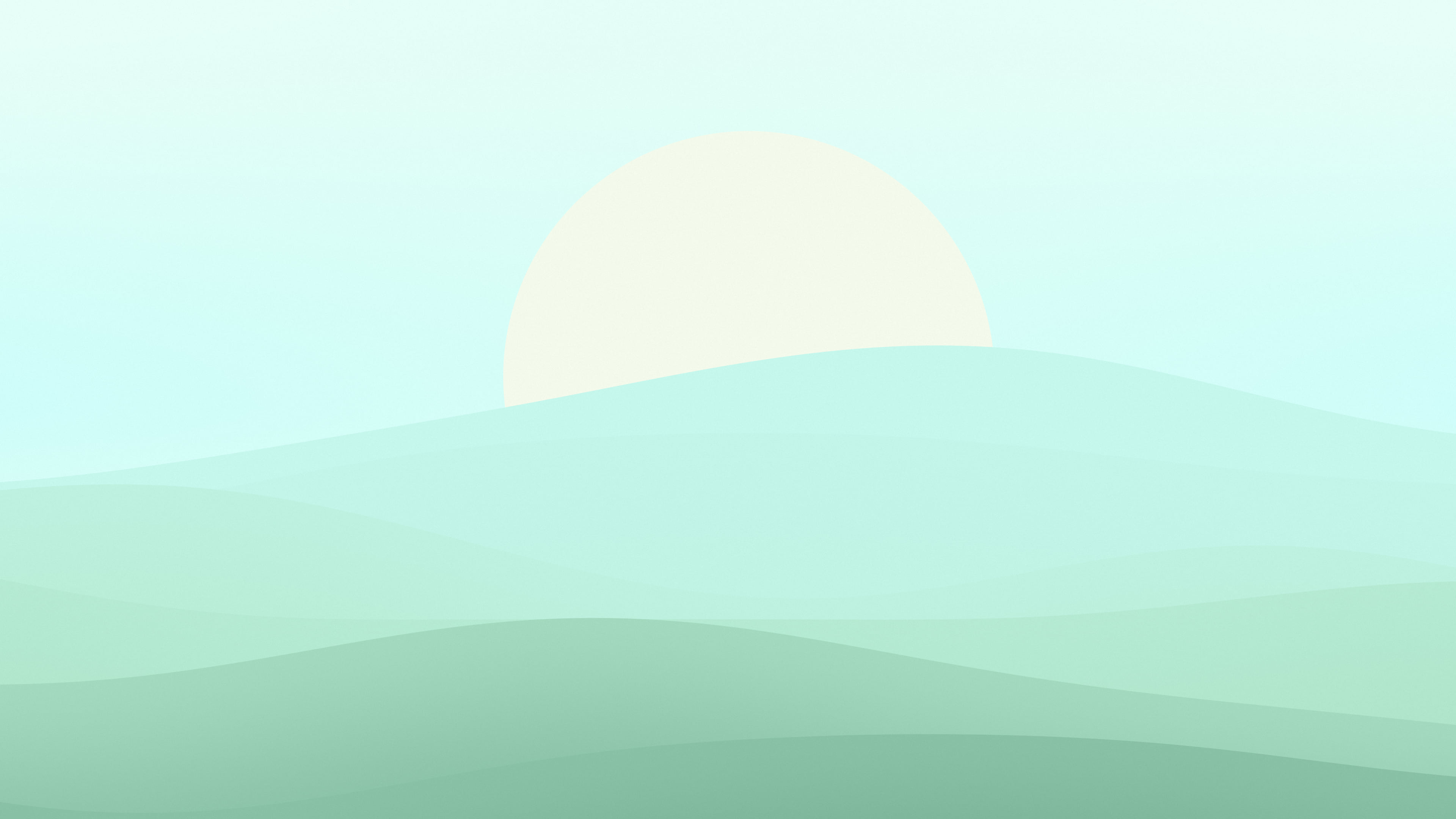 Mint Minimalist Sunset Hills desktop wallpaper in 4K