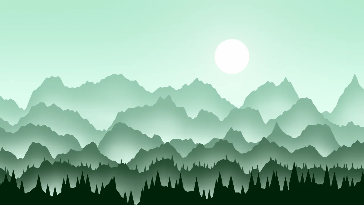 Mint Misty Mountains desktop wallpaper in 4K