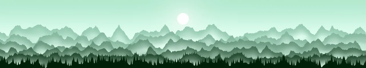 Mint Misty Mountains triple monitor wallpaper, 7680 × 1440