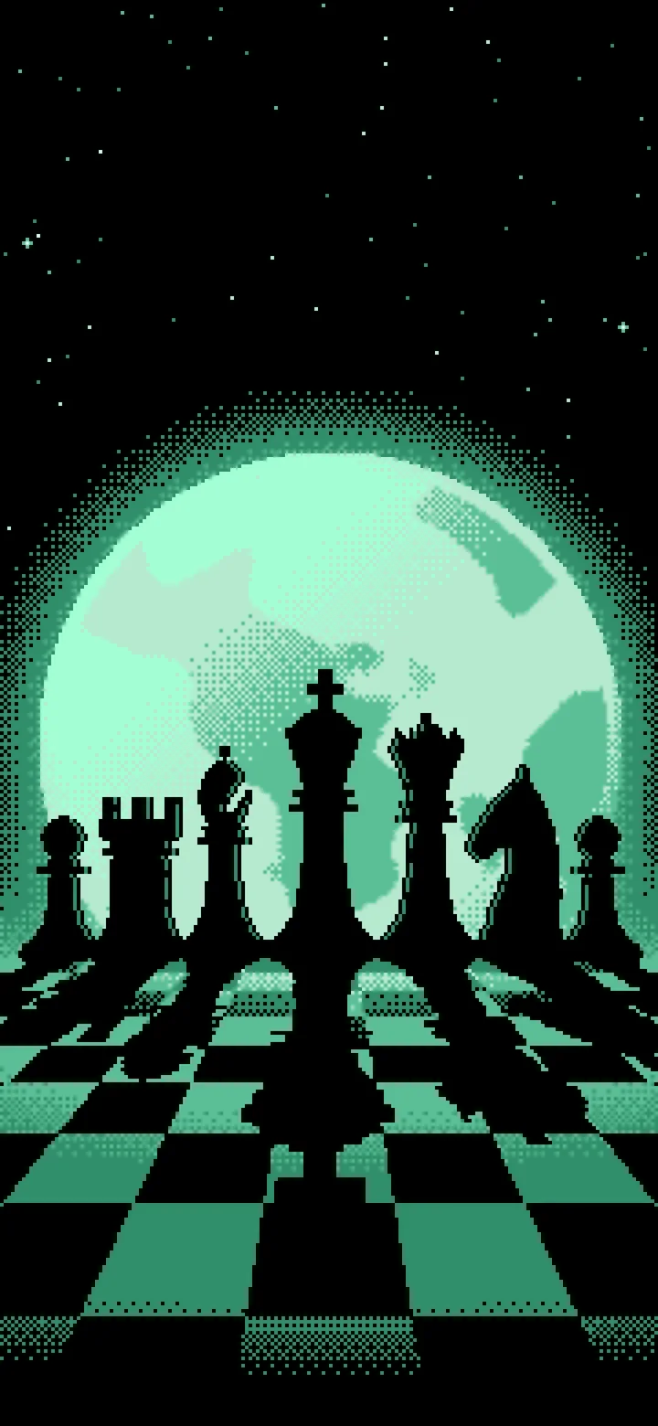 Mint Pixel Art Chess Pieces wallpaper for iPhone and Android