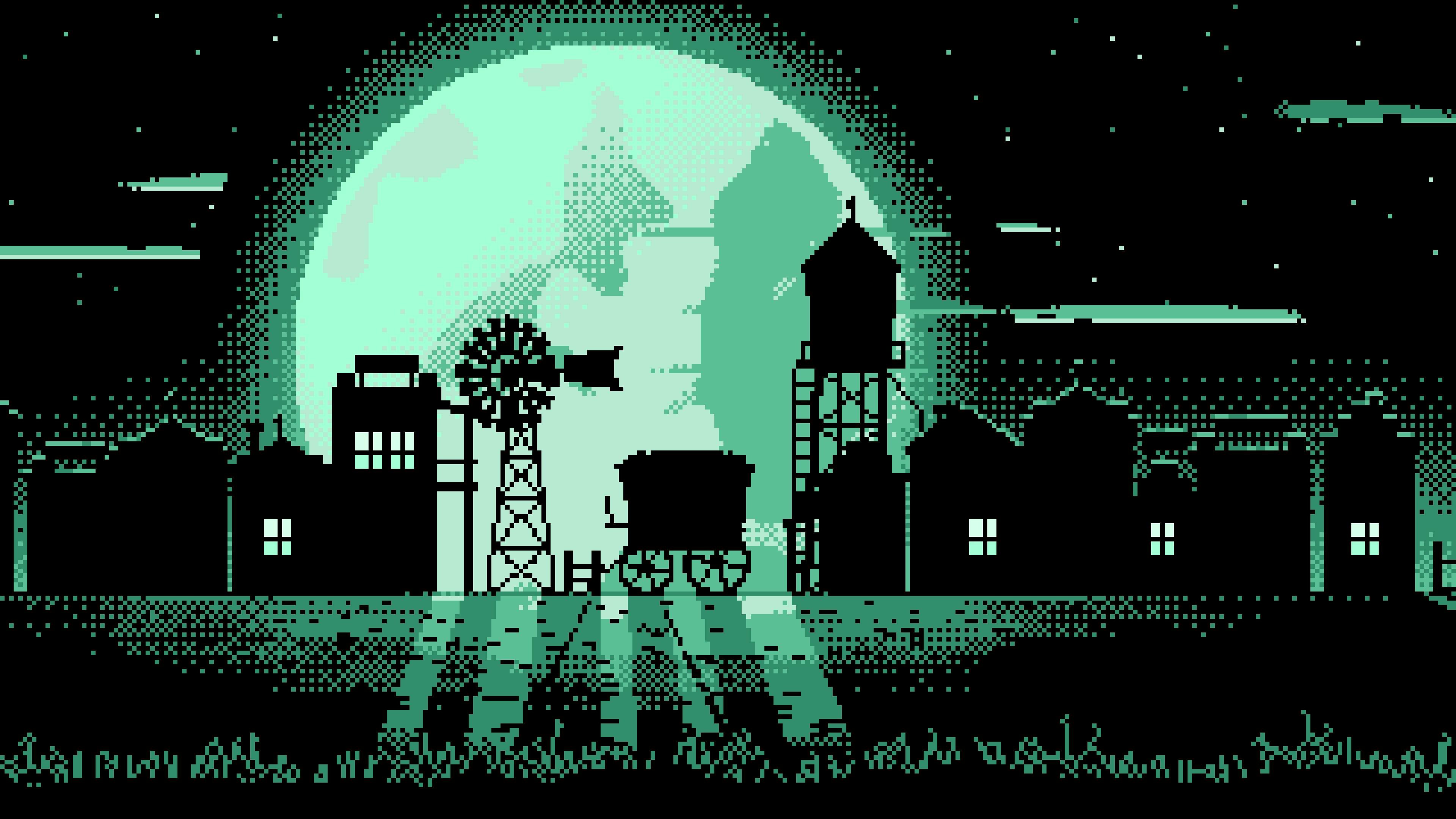 Mint Pixel Art Old West Town desktop wallpaper in 4K