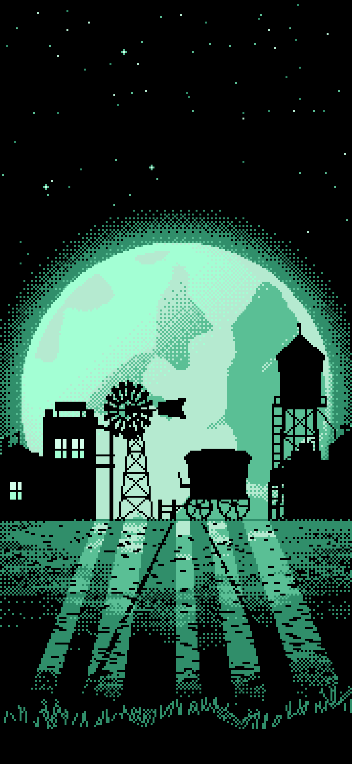Mint Pixel Art Old West Town wallpaper for iPhone and Android