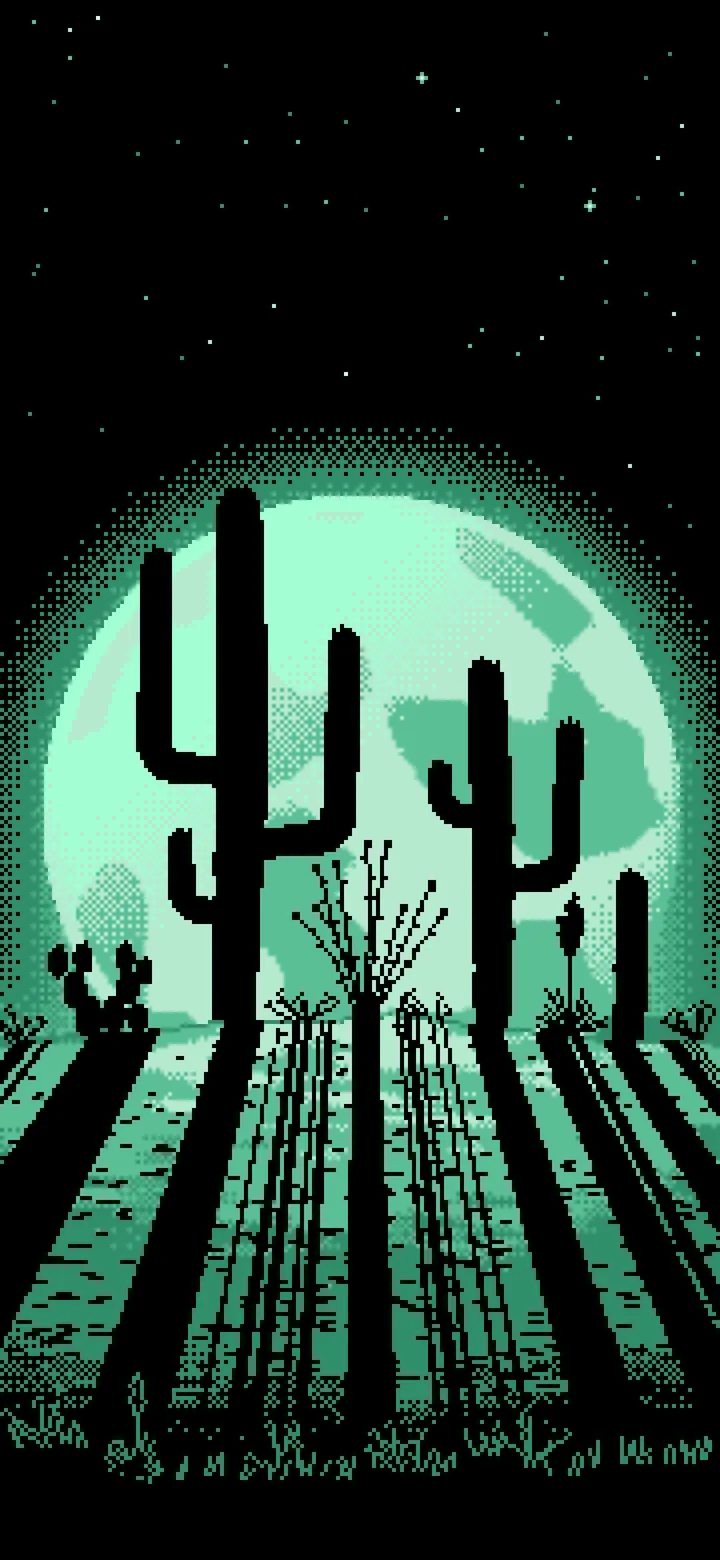 Mint Pixel Art Saguaro Cactus Desert wallpaper for iPhone and Android