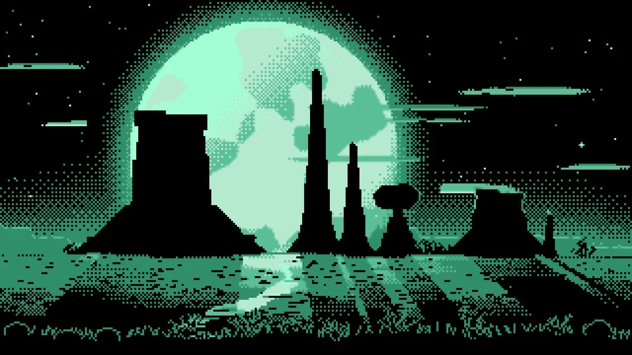 Mint Pixel Art Western Desert Buttes desktop wallpaper in 4K