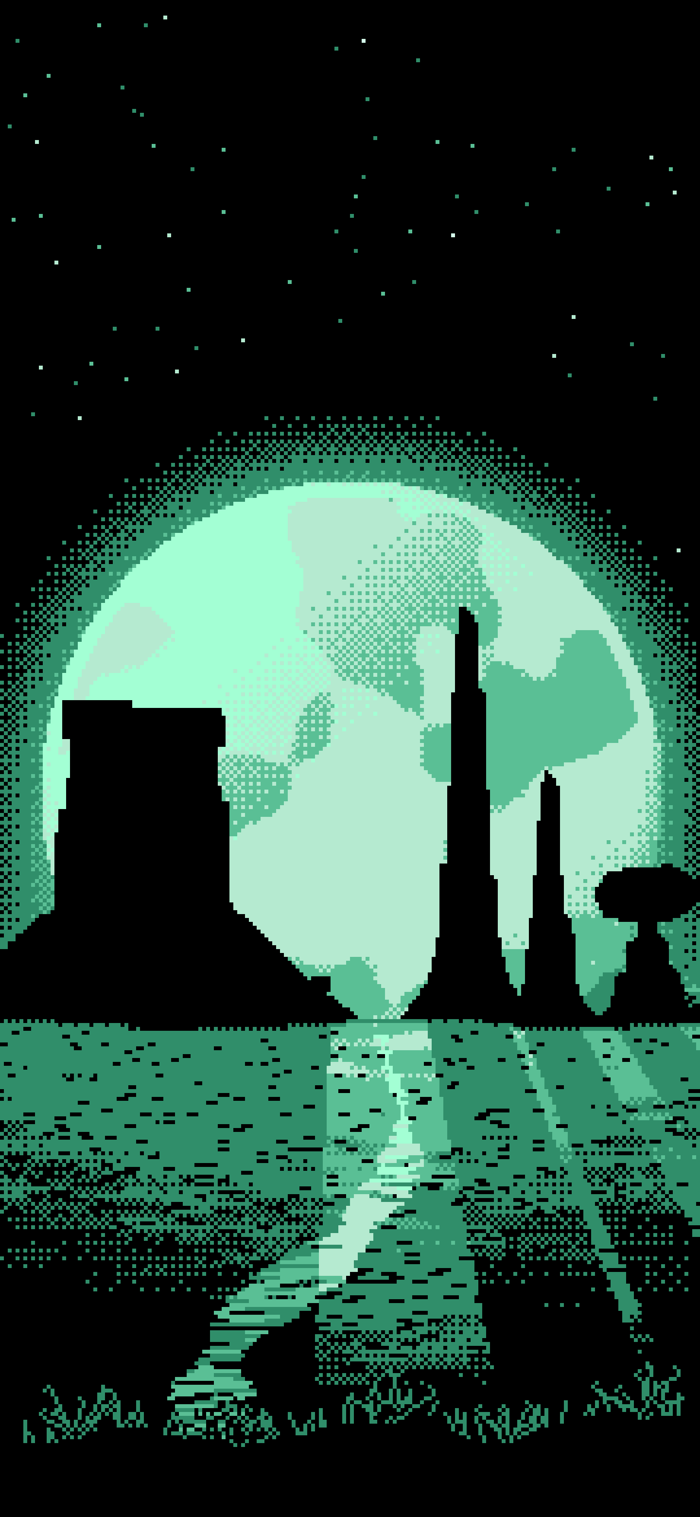 Mint Pixel Art Western Desert Buttes wallpaper for iPhone and Android