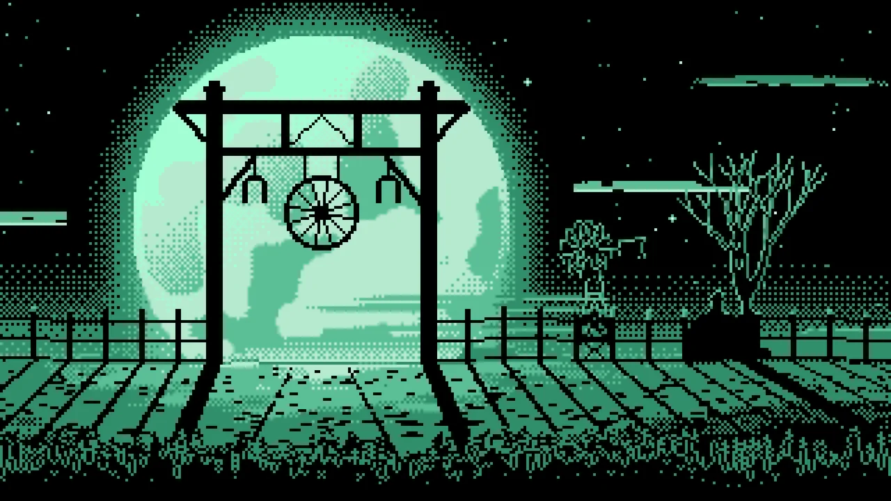 Mint Pixel Art Western Ranch Gate desktop wallpaper in 4K