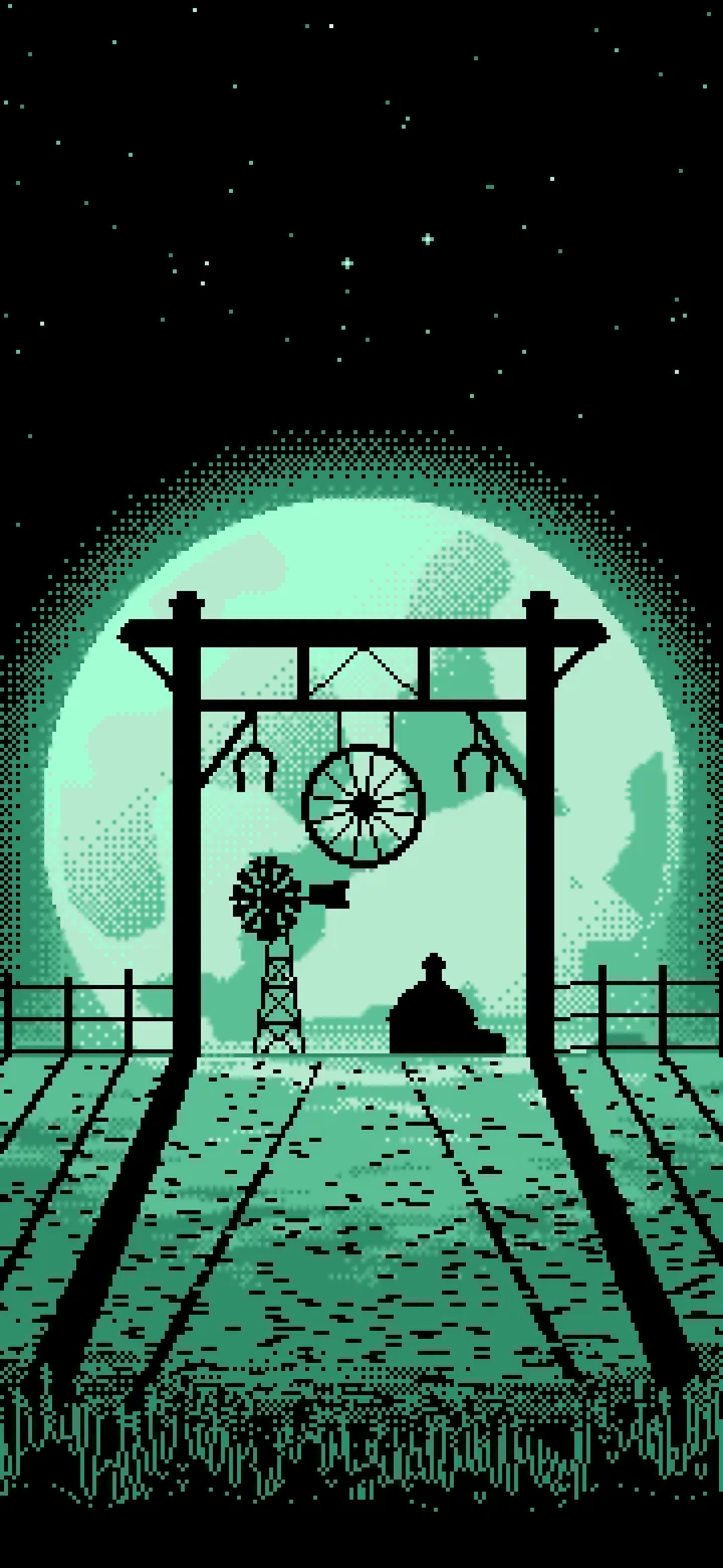 Mint Pixel Art Western Ranch Gate wallpaper for iPhone and Android