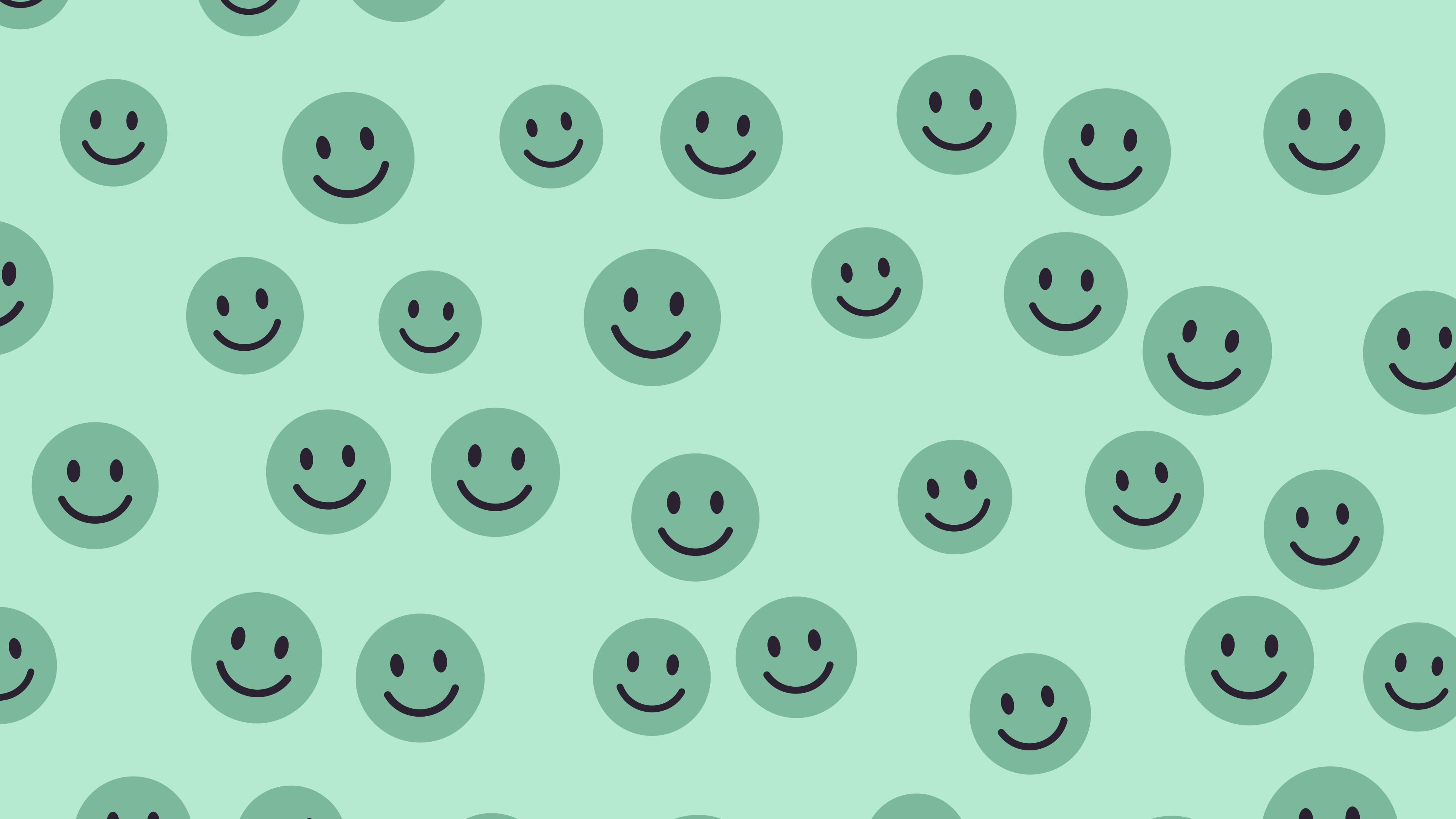 Mint Smiley Face Pattern desktop wallpaper in 4K
