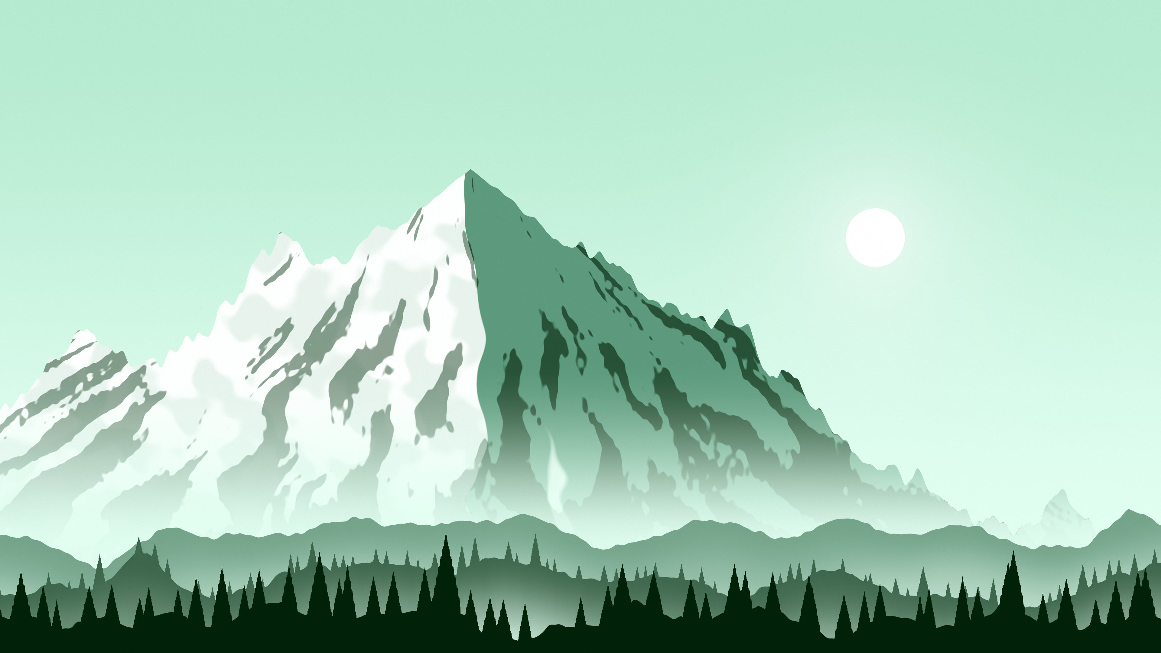Mint Snowy Mountain Peak desktop wallpaper in 4K