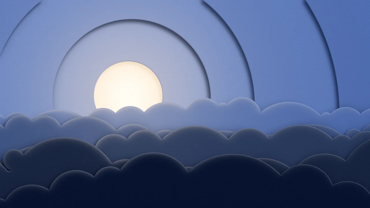 Navy 3D Paper Cut Clouds desktop wallpaper in 4K