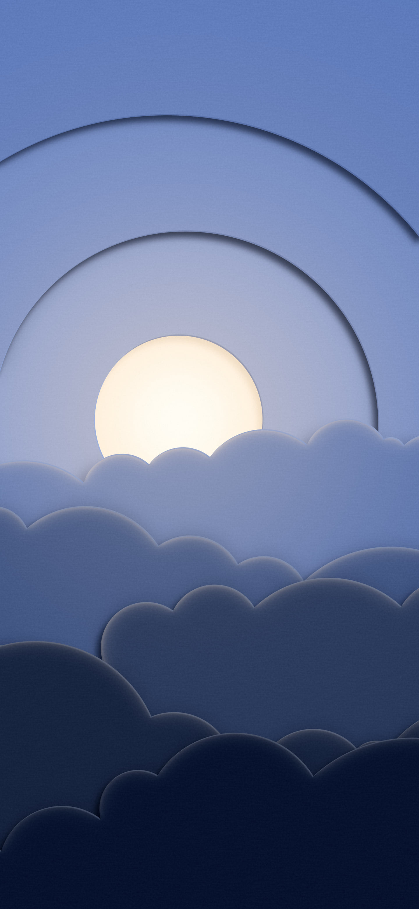 Navy 3D Paper Cut Clouds wallpaper for iPhone and Android