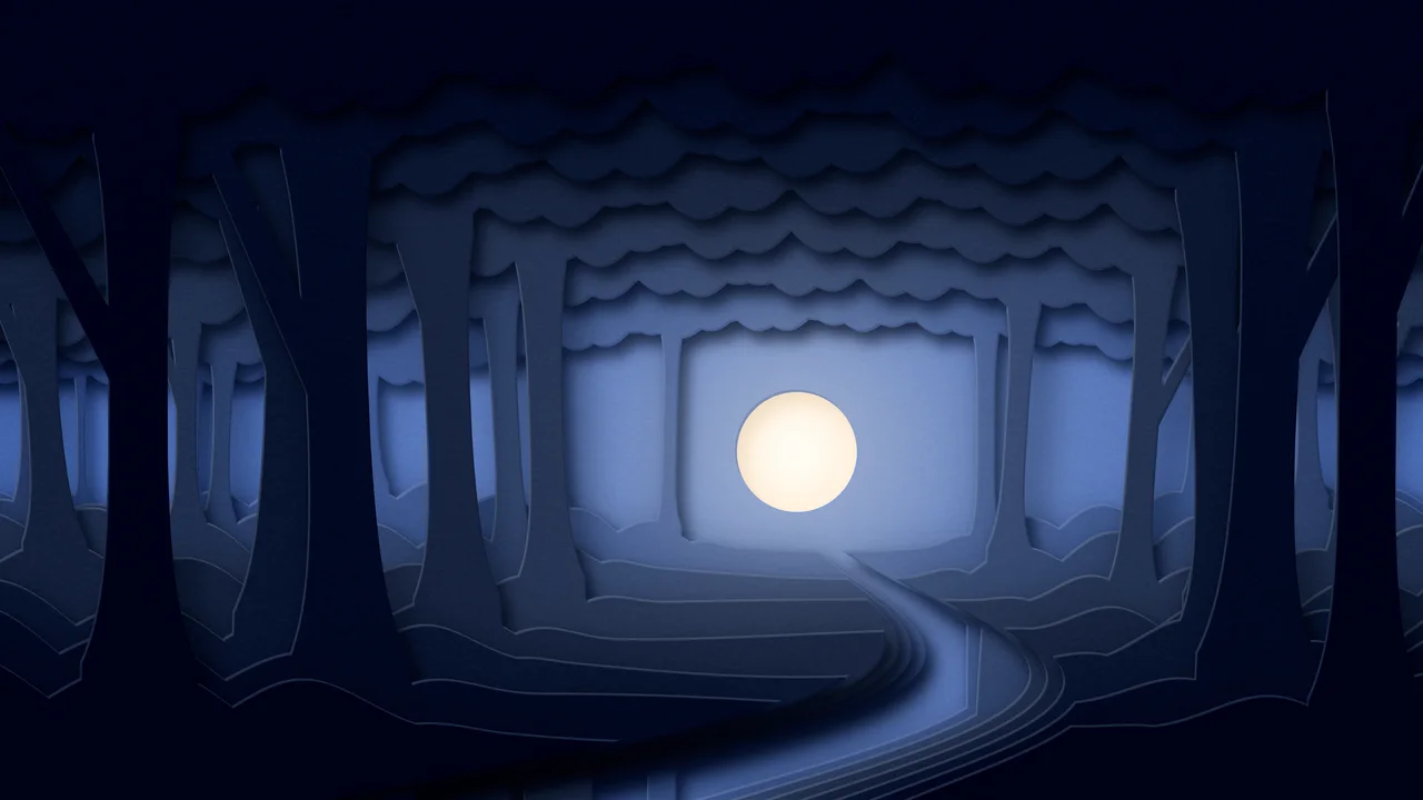 Navy 3D Paper Cut Forest desktop wallpaper in 4K