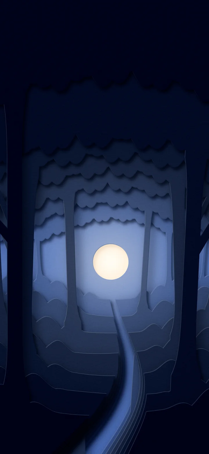 Navy 3D Paper Cut Forest wallpaper for iPhone and Android