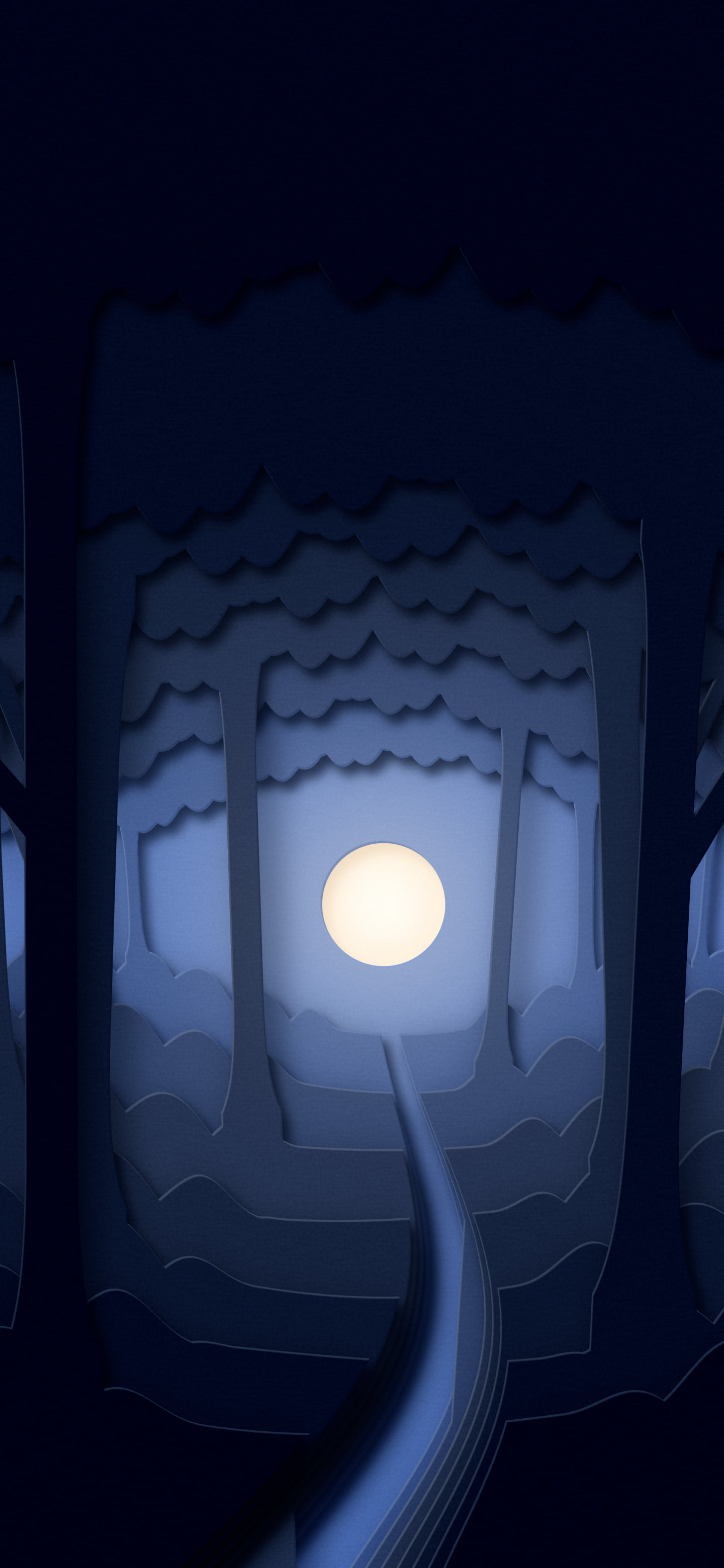 Navy 3D Paper Cut Forest wallpaper for iPhone and Android