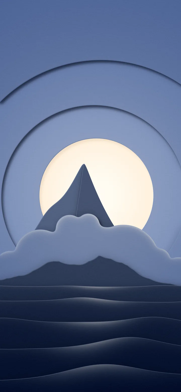 Navy 3D Paper Cut Island wallpaper for iPhone and Android