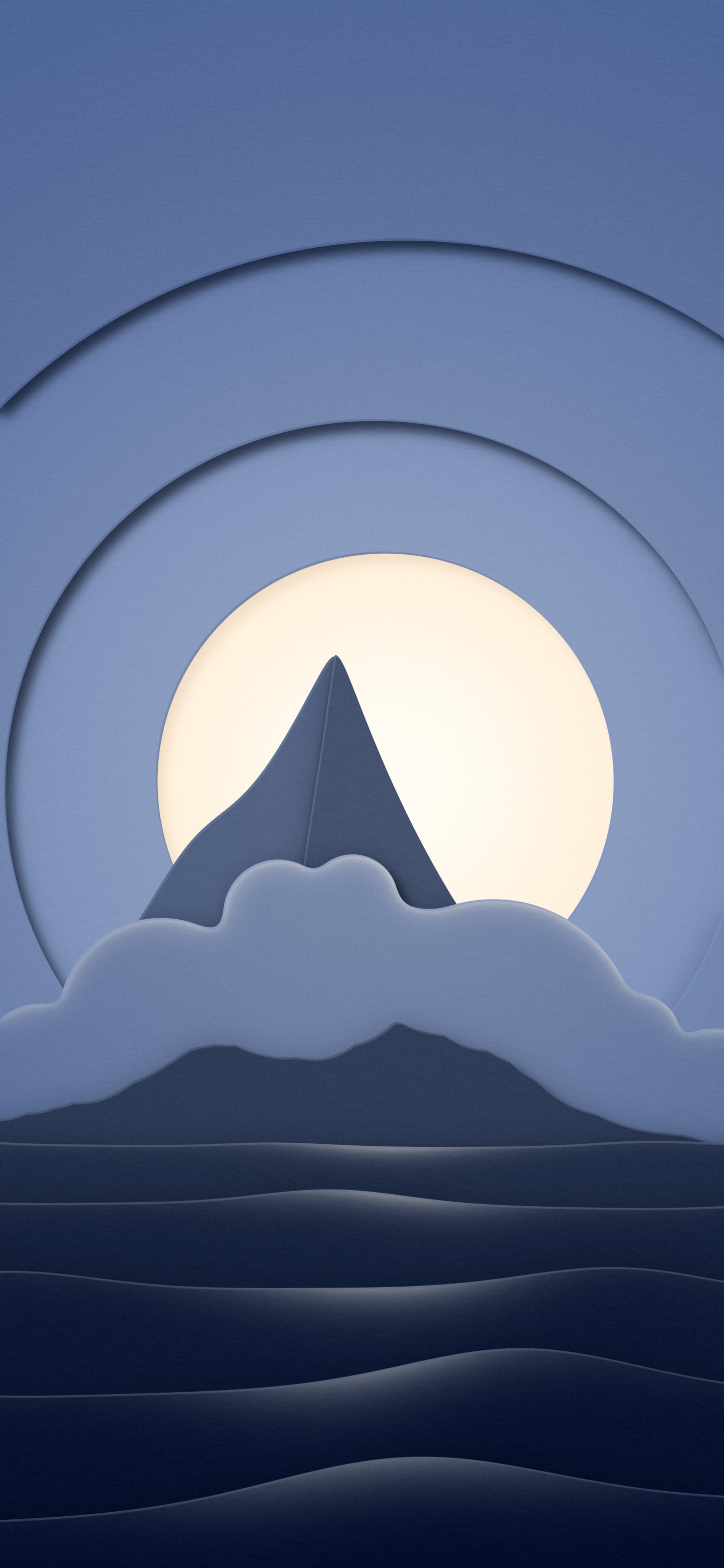 Navy 3D Paper Cut Island wallpaper for iPhone and Android
