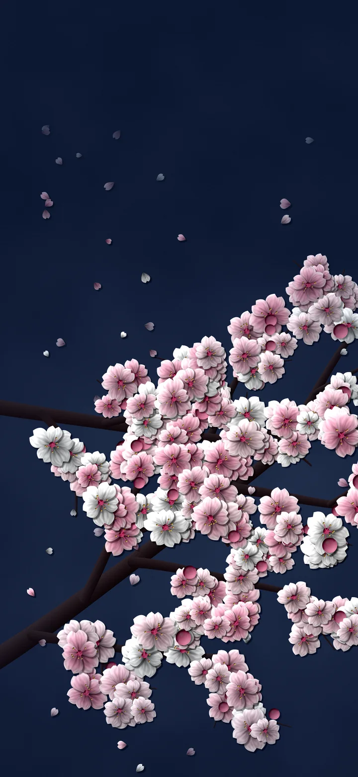 Navy Blossom Branch Pattern wallpaper for iPhone and Android