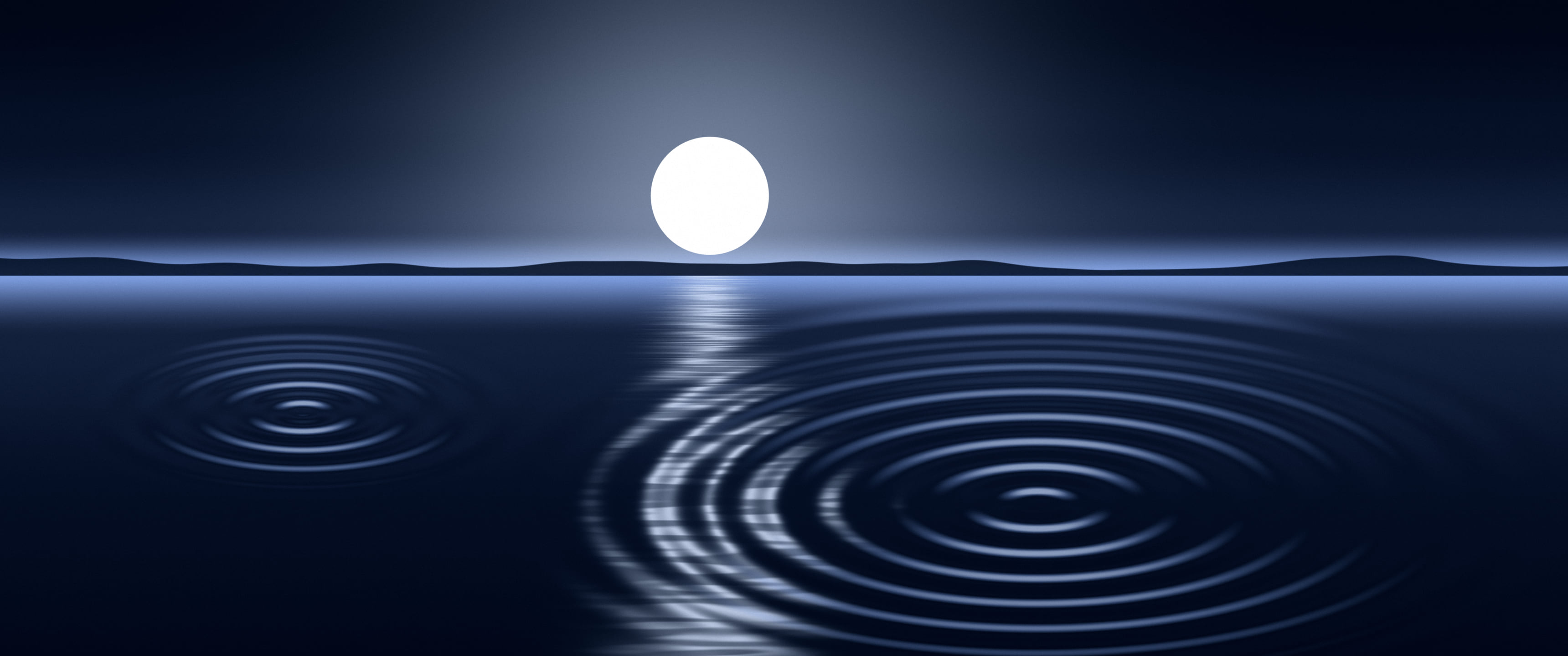 Navy Calm Water Ripples ultrawide wallpaper, 3440 × 1440