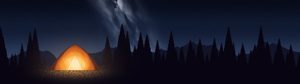 Navy Camping Tent Under the Milky Way dual monitor wallpaper, 7680 × 2160