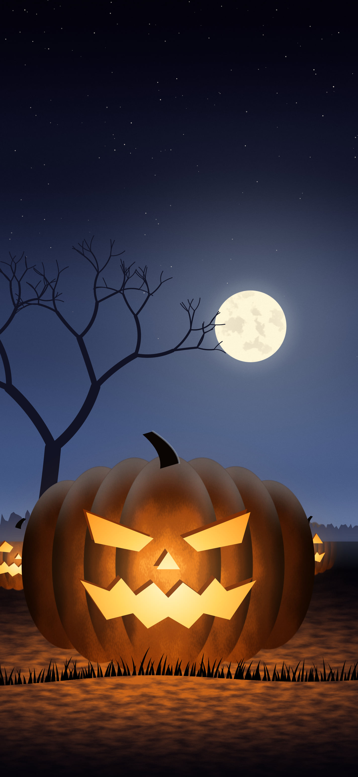Navy Carved Jack O Lantern wallpaper for iPhone and Android