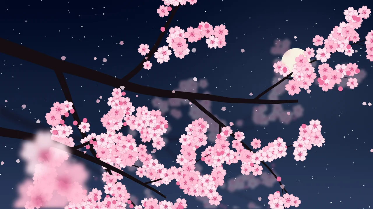 Navy Cherry Blossom Branch desktop wallpaper in 4K
