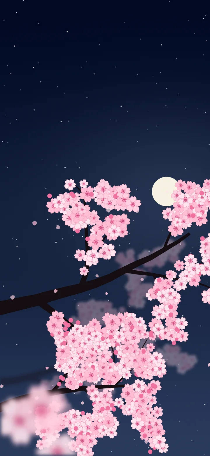 Navy Cherry Blossom Branch wallpaper for iPhone and Android