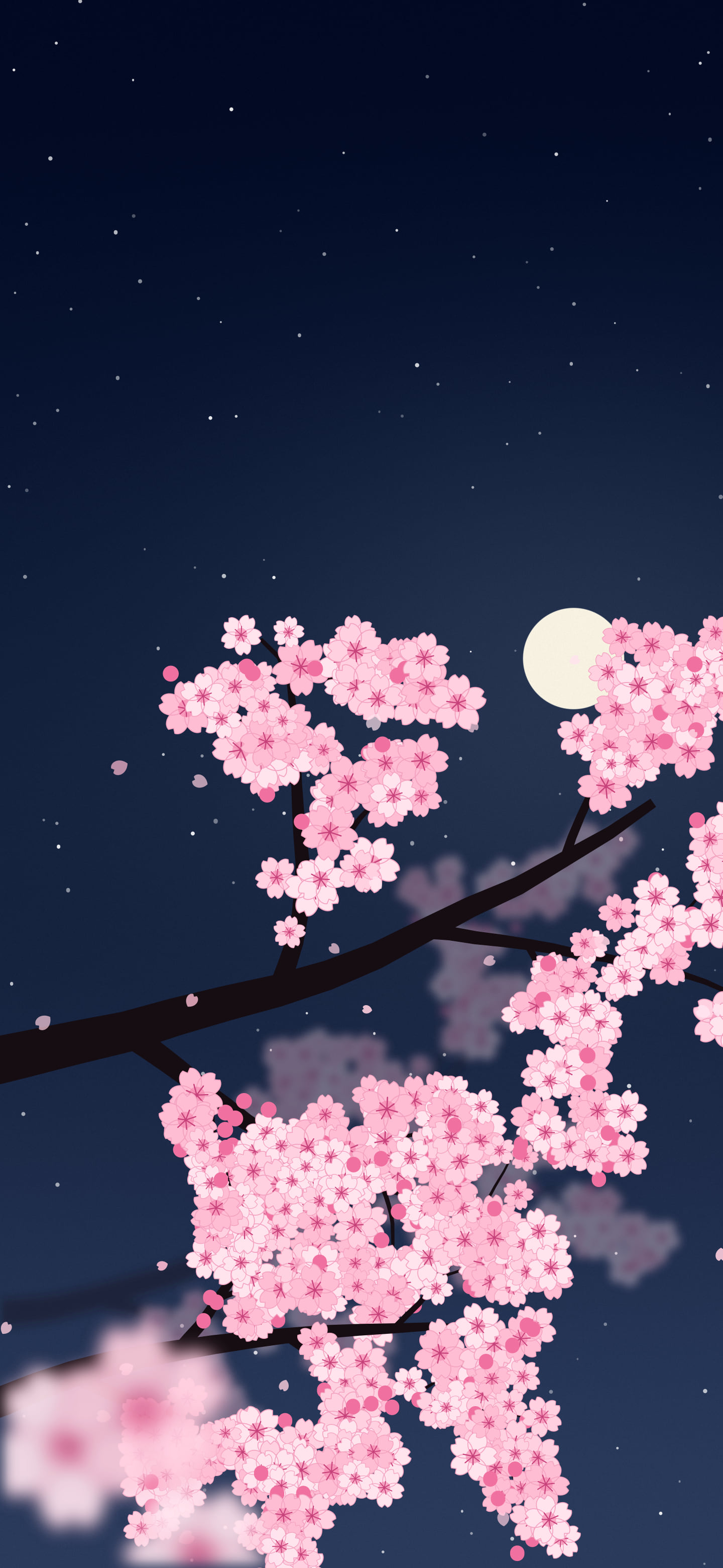 Navy Cherry Blossom Branch wallpaper for iPhone and Android