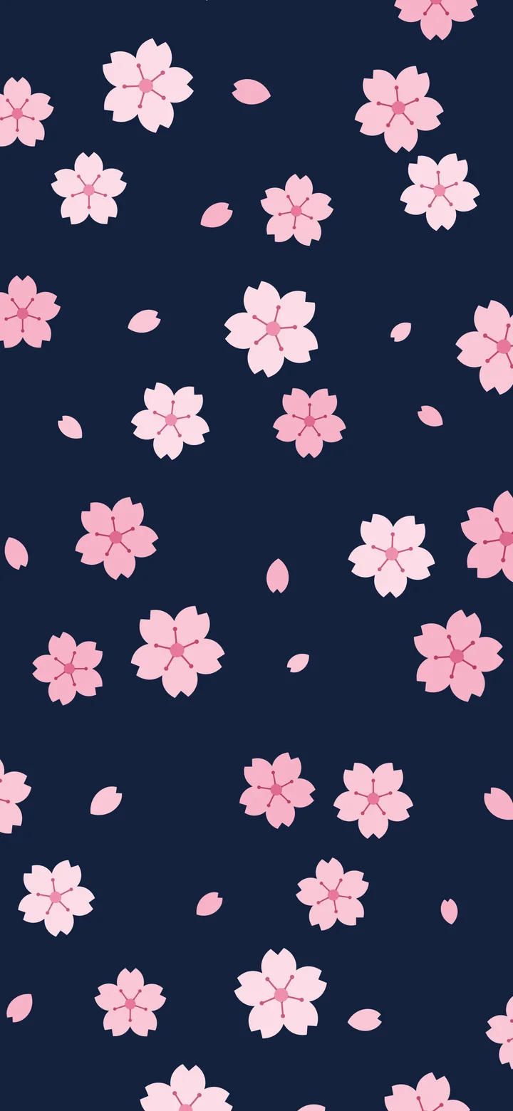 Navy Cherry Blossom Pattern wallpaper for iPhone and Android