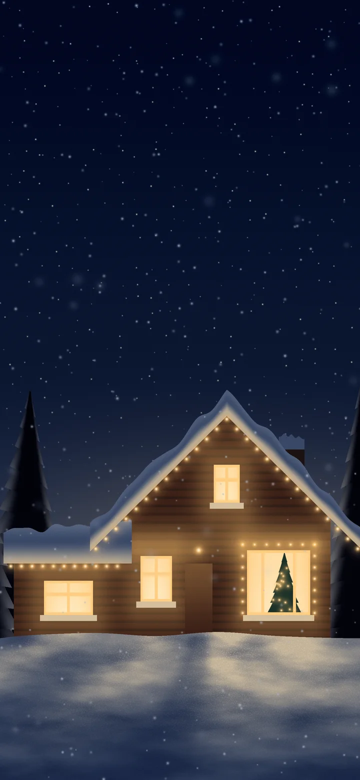 Navy Christmas Lights House wallpaper for iPhone and Android