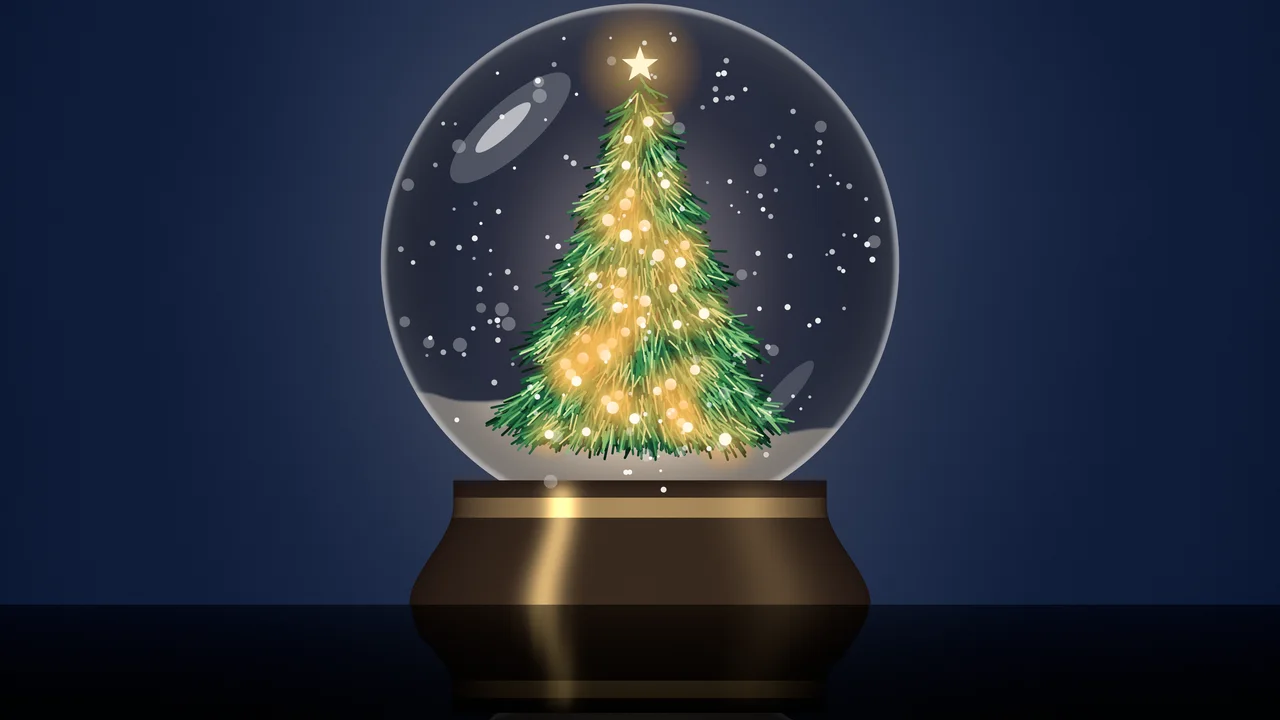 Navy Christmas Snow Globe desktop wallpaper in 4K