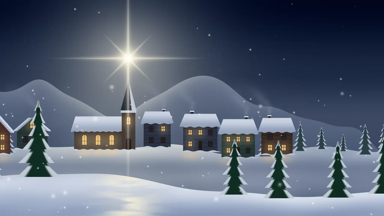 Navy Christmas Star desktop wallpaper in 4K