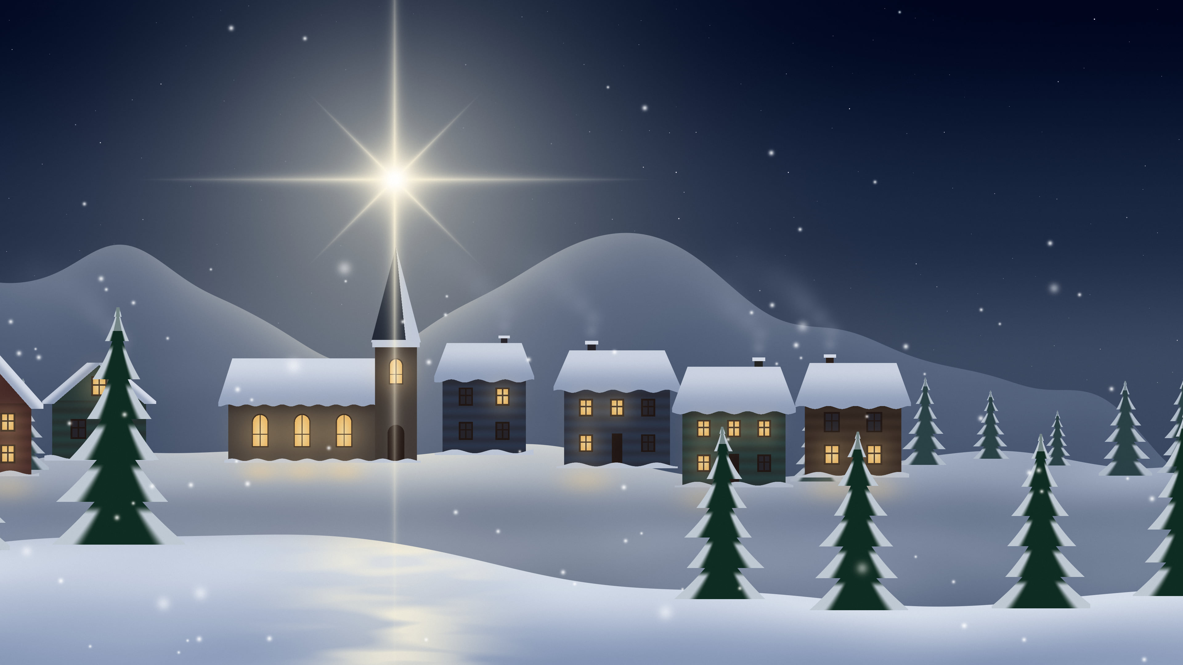 Navy Christmas Star desktop wallpaper in 4K
