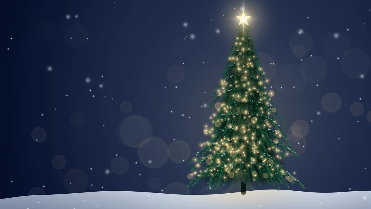 Navy Christmas Tree desktop wallpaper in 4K