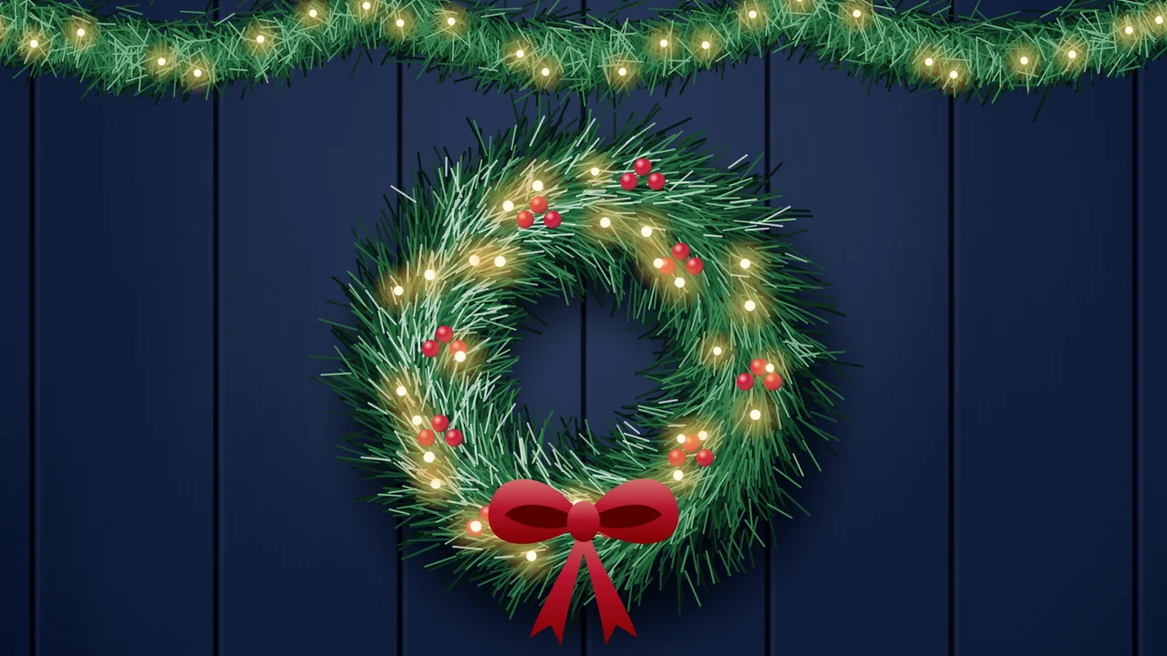 Navy Christmas Wreath desktop wallpaper in 4K