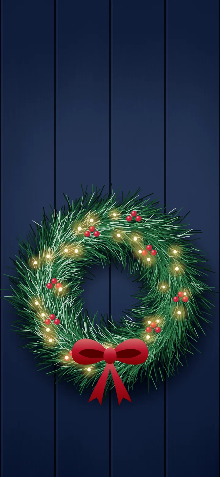 Navy Christmas Wreath wallpaper for iPhone and Android