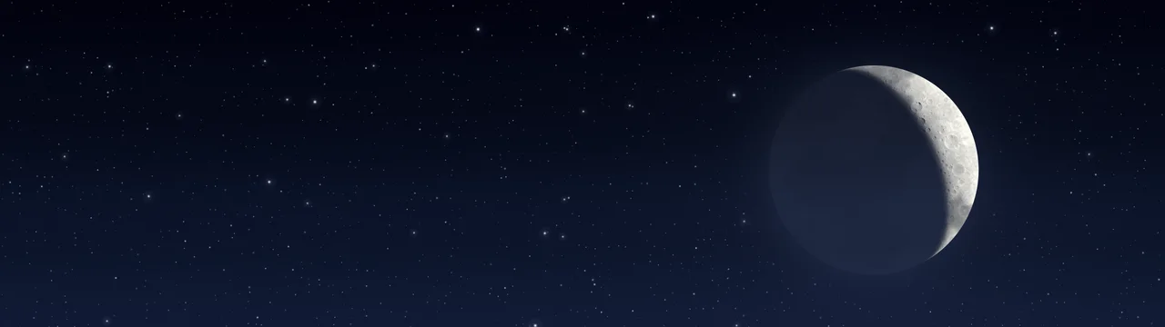 Navy Crescent Moon dual monitor wallpaper, 7680 × 2160