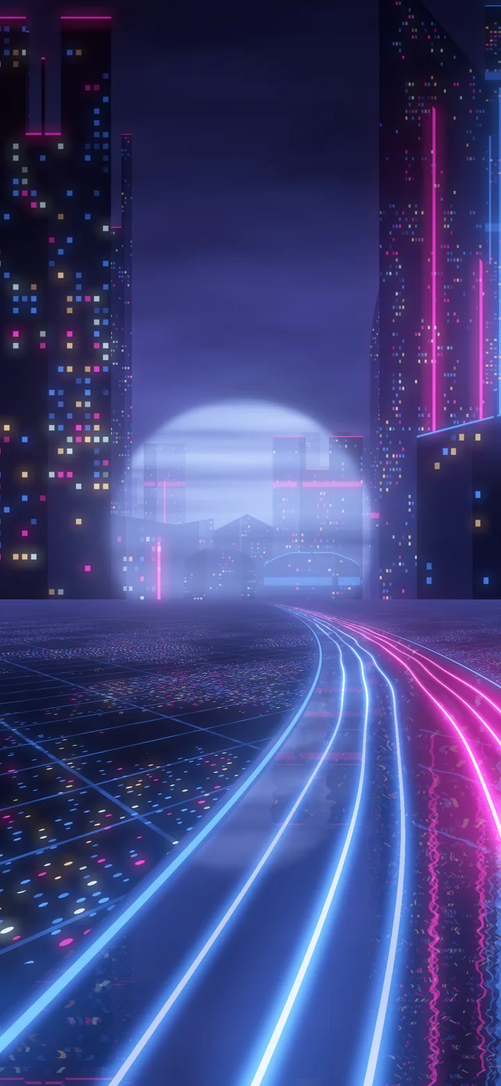Navy Cyberpunk Highway wallpaper for iPhone and Android