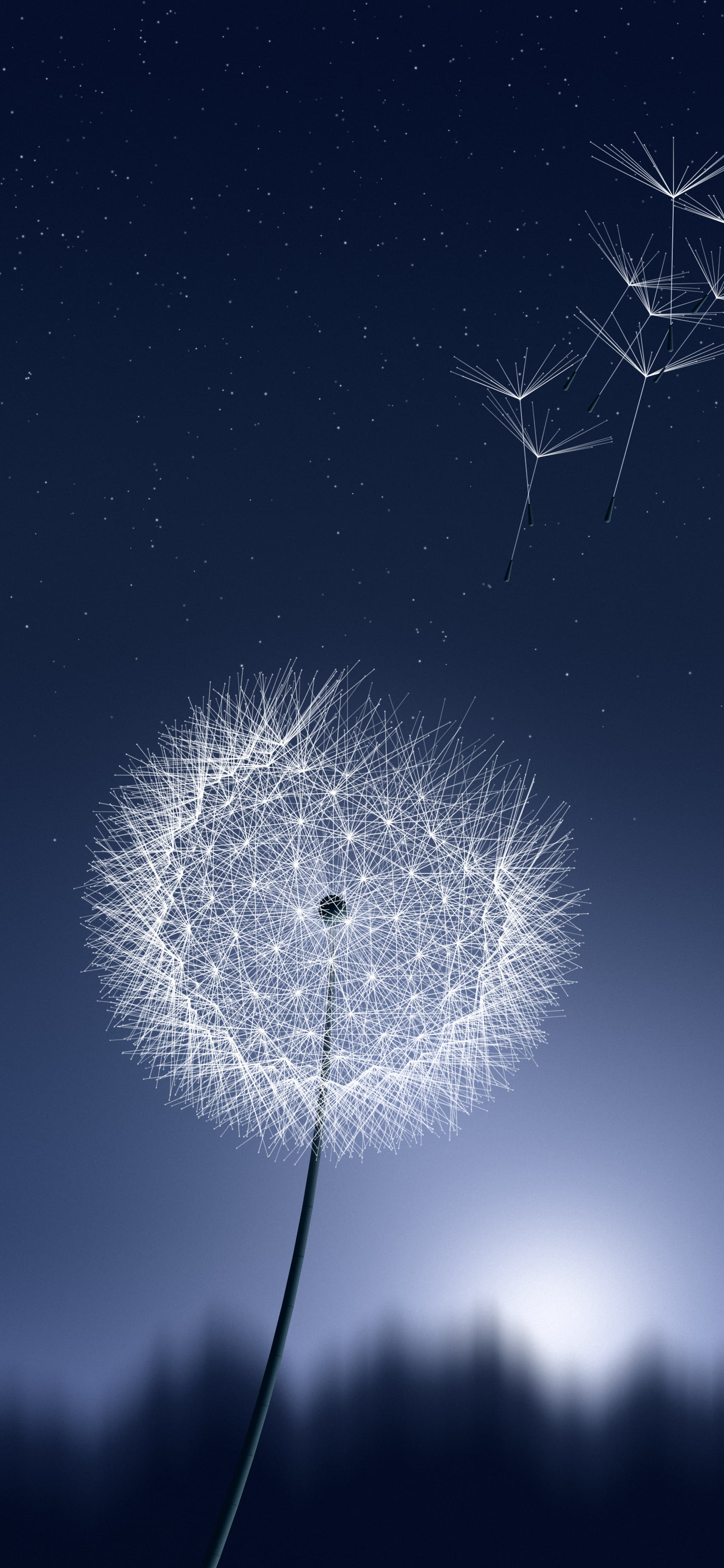 Navy Dandelion wallpaper for iPhone and Android