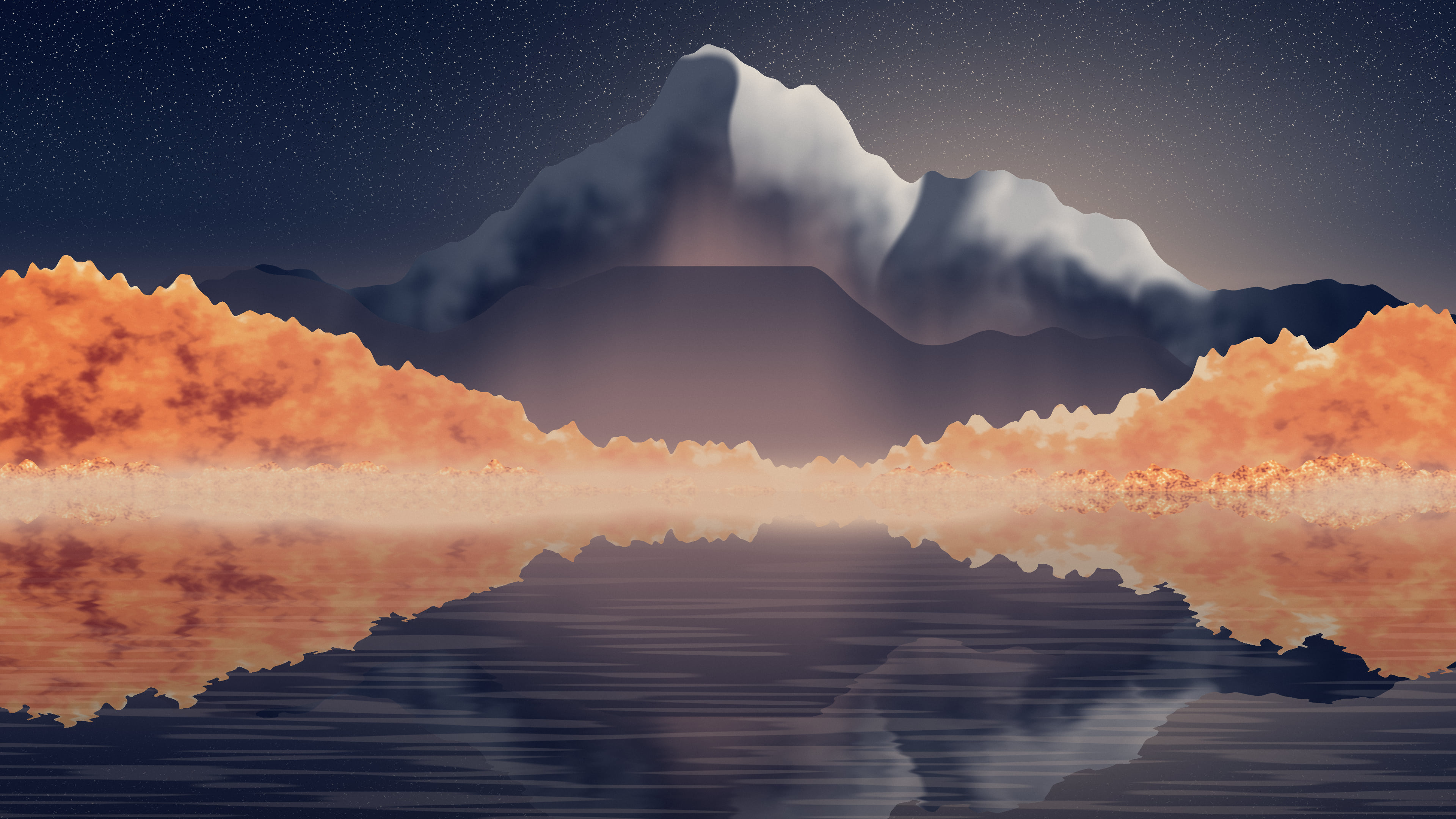 Navy Fall Mountain Lake desktop wallpaper in 4K