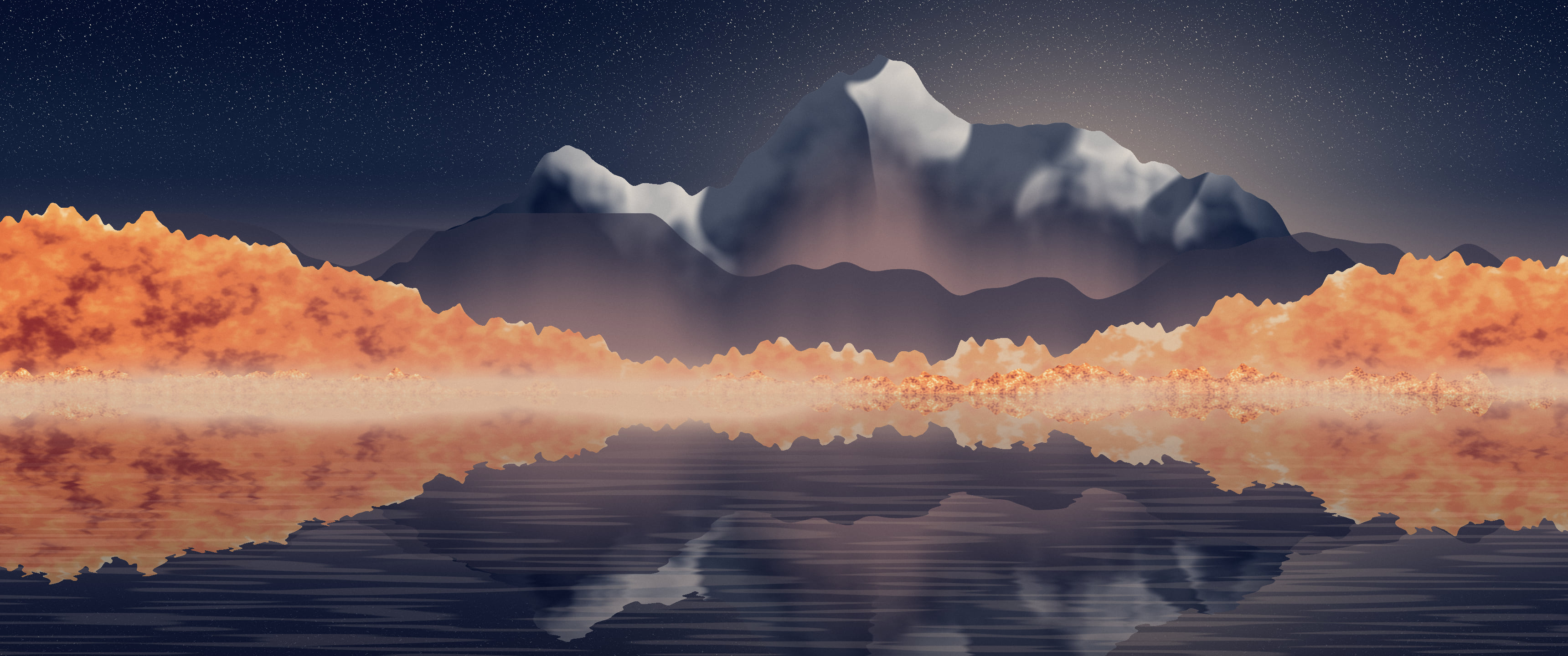 Navy Fall Mountain Lake ultrawide wallpaper, 3440 × 1440
