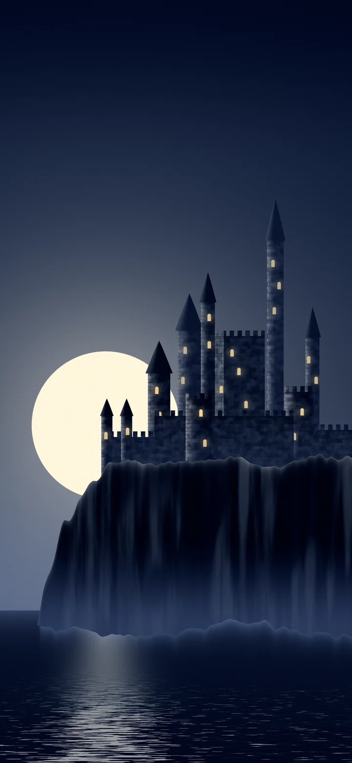 Navy Fantasy Castle at Sunset wallpaper for iPhone and Android