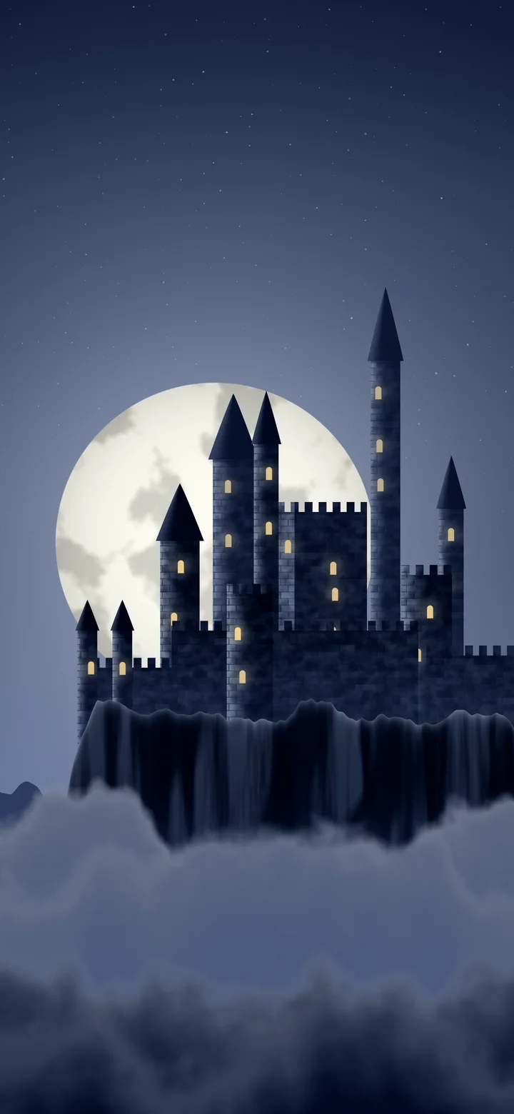 Navy Fantasy Castle in the Clouds wallpaper for iPhone and Android