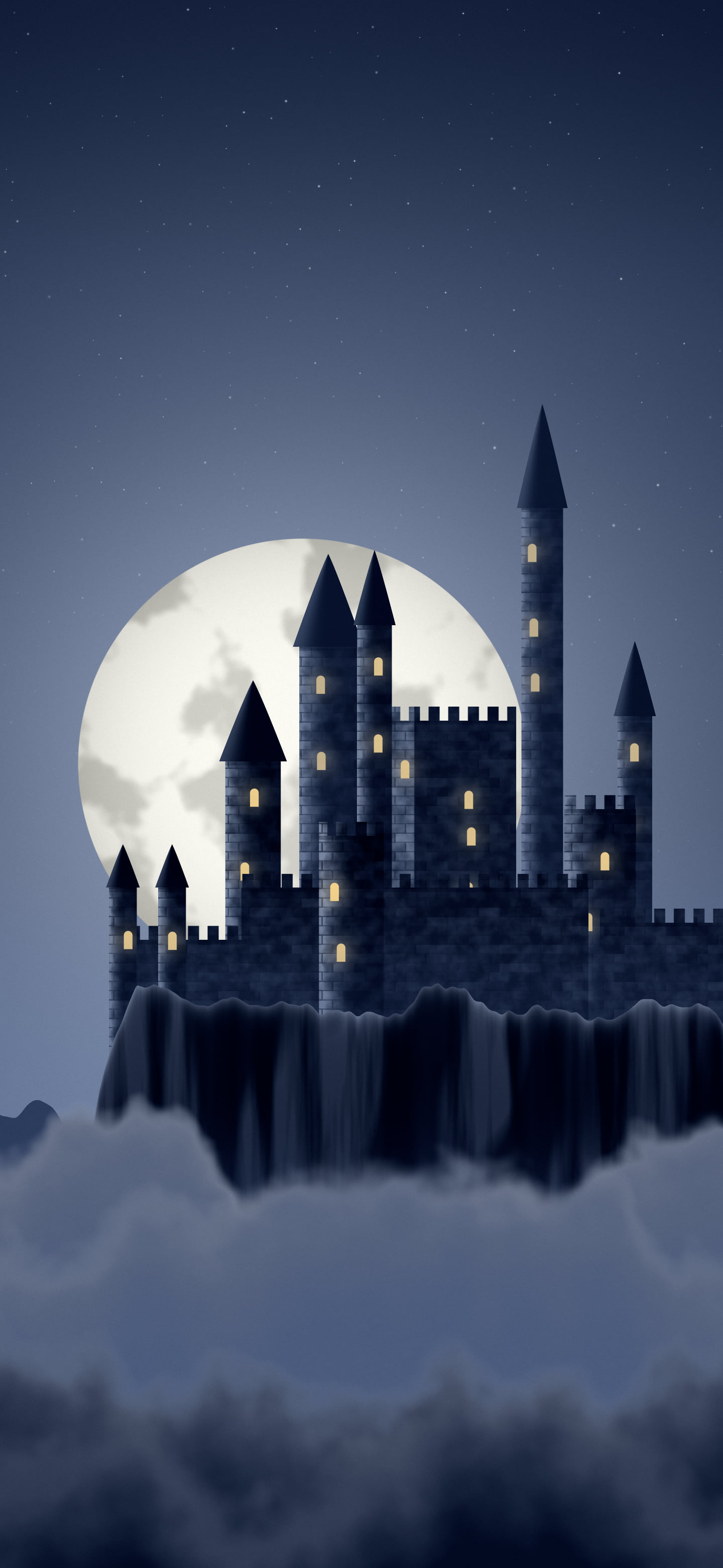 Navy Fantasy Castle in the Clouds wallpaper for iPhone and Android