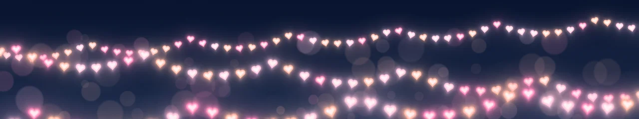 Navy Heart String Lights triple monitor wallpaper, 7680 × 1440